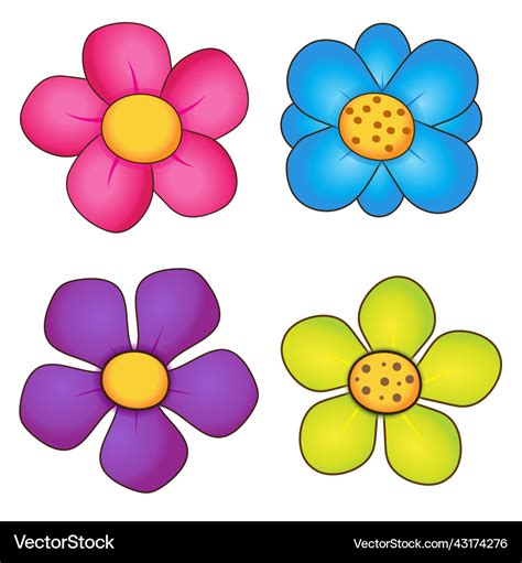 100 Cartoon Flowers Vector .